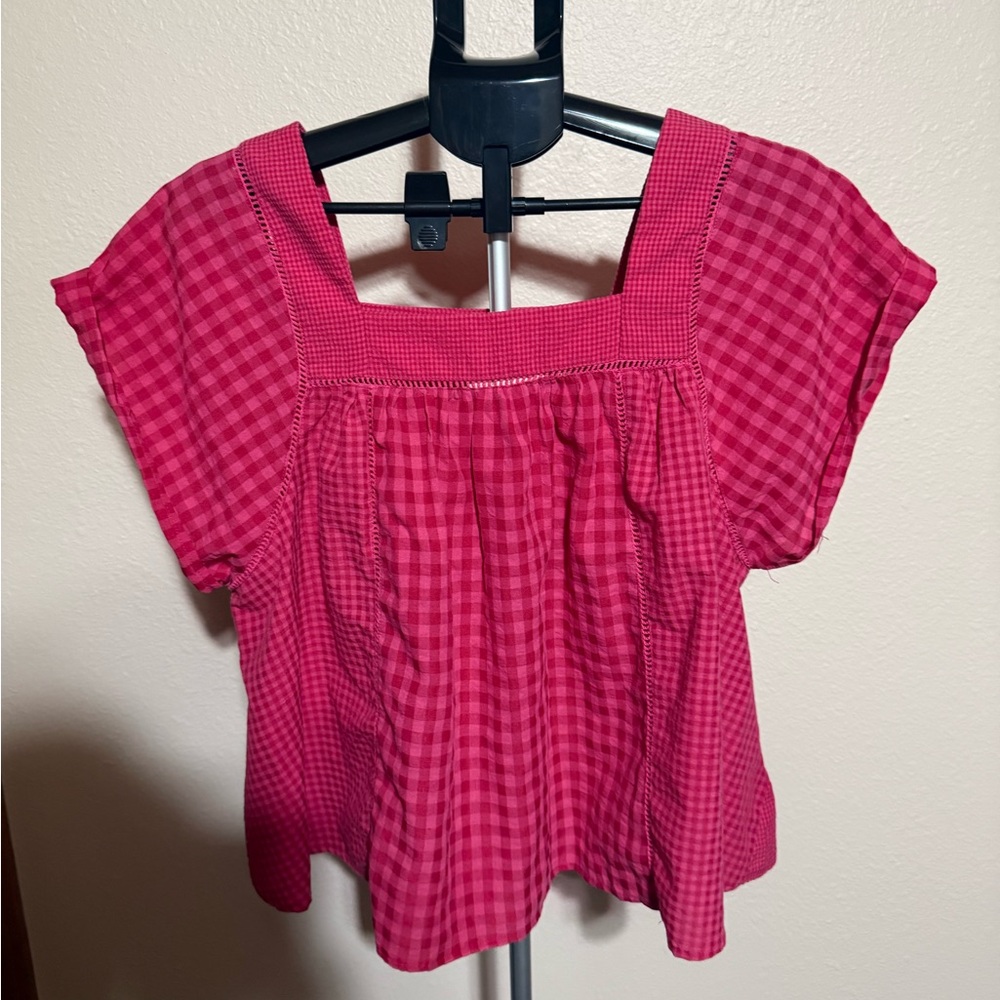 Easel Red Gingham Women's Blouse - Picture 2 of 3